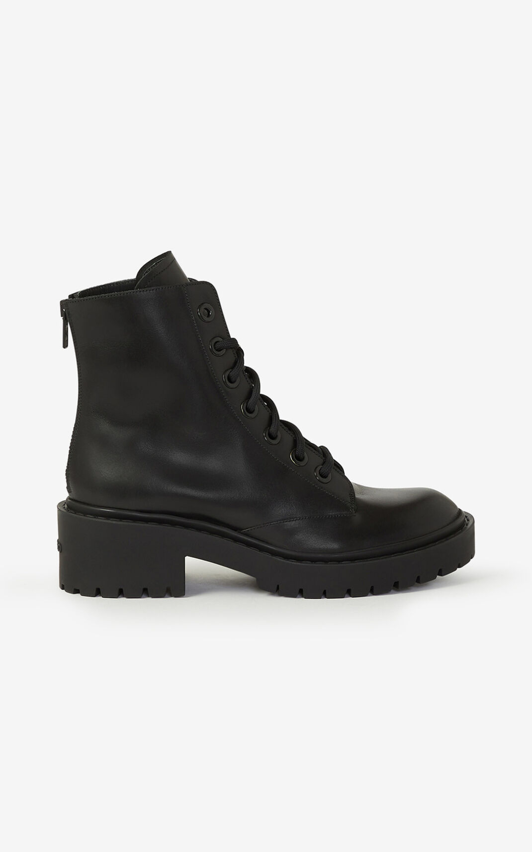 Botas Kenzo Lace up Pike Couro ankle Feminino - Pretas | 908QOSWDM